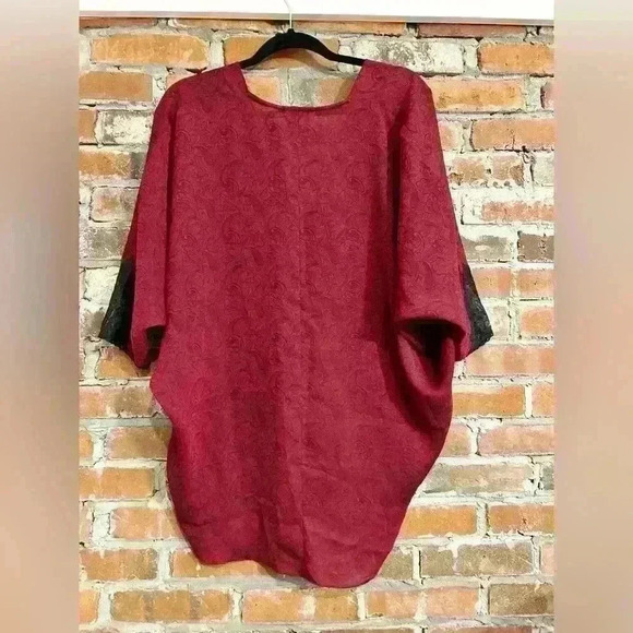 Victorias Secret Gold Label Red Paisley Black Lace Button OS Sleeper - Picture 6 of 7